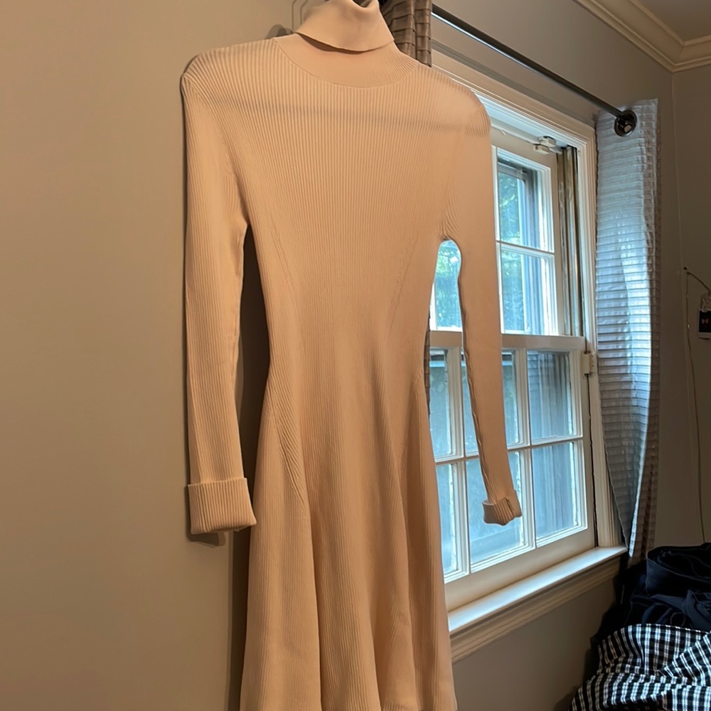 White Zara knit dress with turtleneck